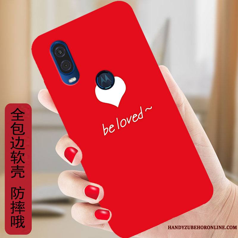 Motorola One Vision Étui Coque De Téléphone Fluide Doux Rouge Protection