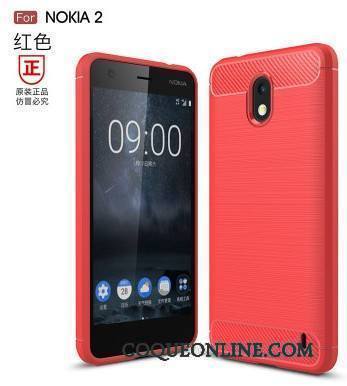 Nokia 2 Étui Fluide Doux Coque De Téléphone Protection Incassable Rouge Silicone