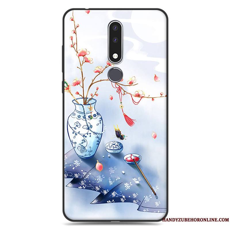 Nokia 3.1 Plus Coque Fluide Doux Incassable Simple Bleu Art Étui