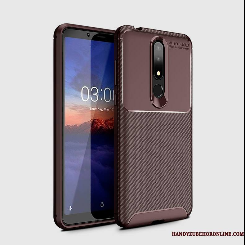 Nokia 3.1 Plus Protection Marron Coque Silicone Étui Fibre Incassable