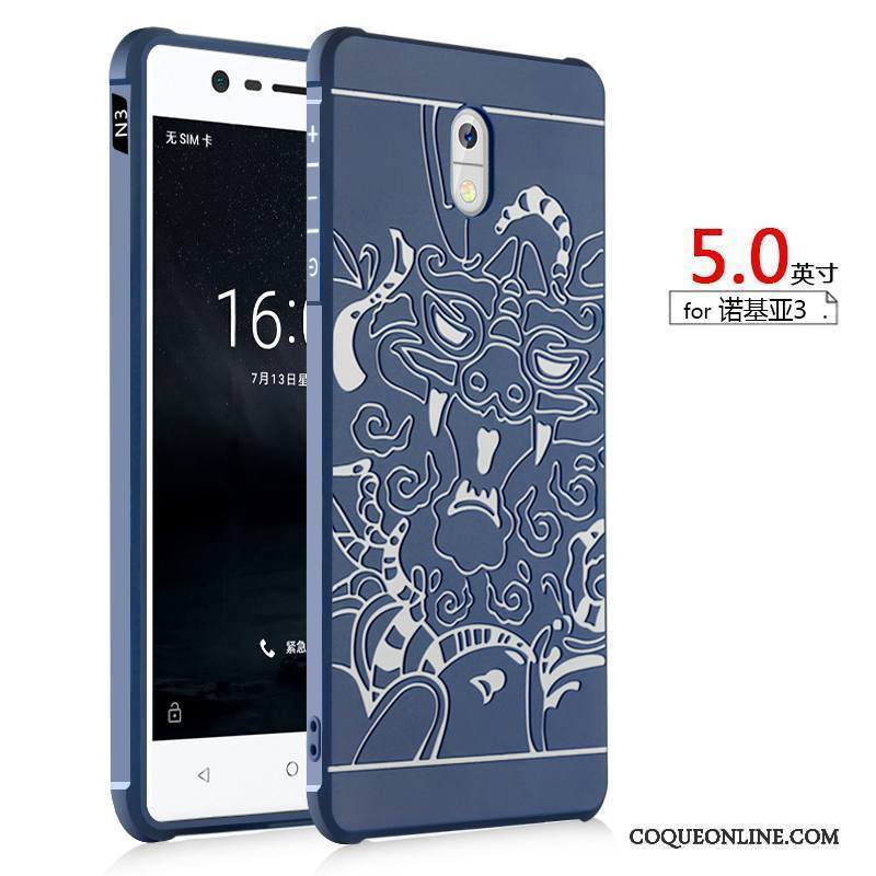 Nokia 3 Coque Incassable Tout Compris Étui Bleu Silicone Protection