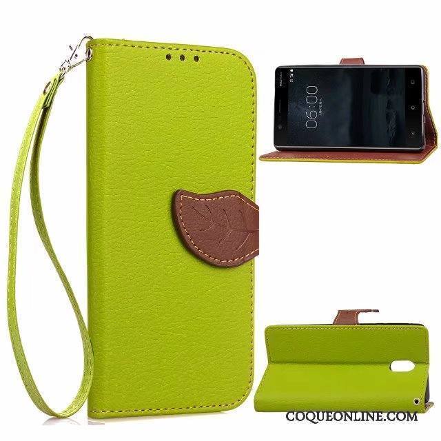 Nokia 3 Coque Simple Business Housse Vert Étui Étui En Cuir Incassable