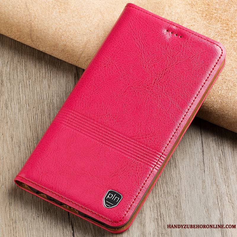 Nokia 5.1 Plus Cuir Véritable Téléphone Portable Étui En Cuir Coque De Téléphone Rouge