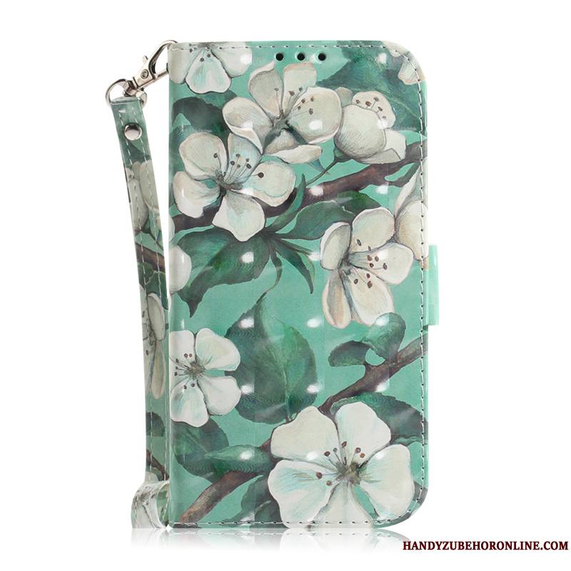 Nokia 5.1 Plus Protection Vert Fleur Étui En Cuir Housse Coque De Téléphone Lis