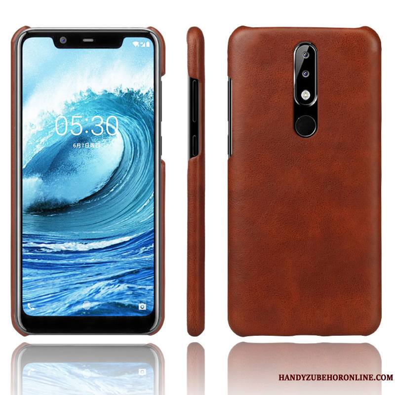 Nokia 5.1 Plus Étui En Cuir Coque Tendance De Téléphone Foncé Qualité Protection