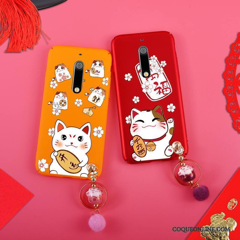 Nokia 5 Coque Incassable Tout Compris Rouge Chiens Difficile Chat Ornements Suspendus