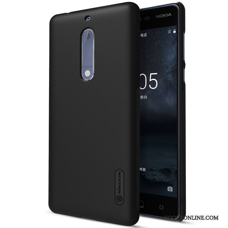 Nokia 5 Coque Protection Étui Noir Difficile Incassable Délavé En Daim