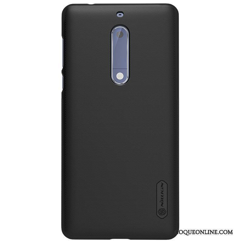 Nokia 5 Coque Résistant À L'usure Noir De Téléphone Incassable Délavé En Daim Protection