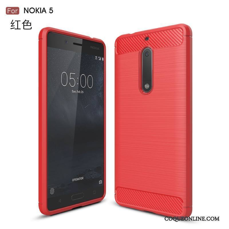 Nokia 5 Délavé En Daim Coque De Téléphone Étui Rouge Silicone Protection Incassable