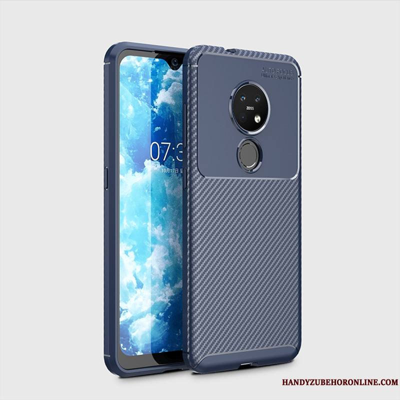 Nokia 6.2 Bleu Délavé En Daim Incassable Coque De Téléphone Fibre Fluide Doux Modèle Fleurie