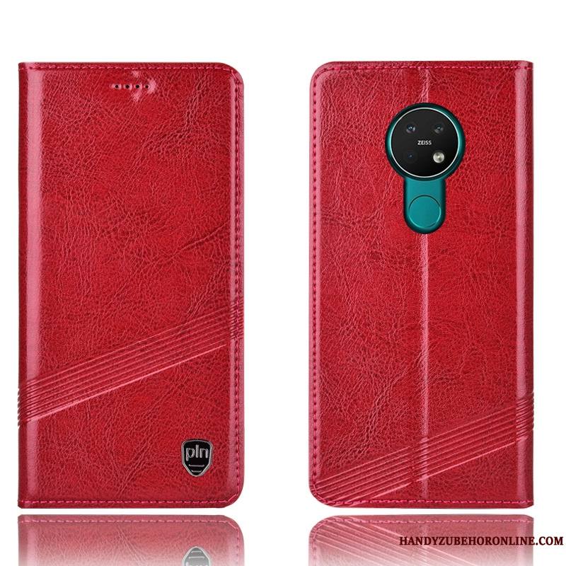 Nokia 6.2 Housse Tout Compris Étui En Cuir Rouge Protection Coque De Téléphone