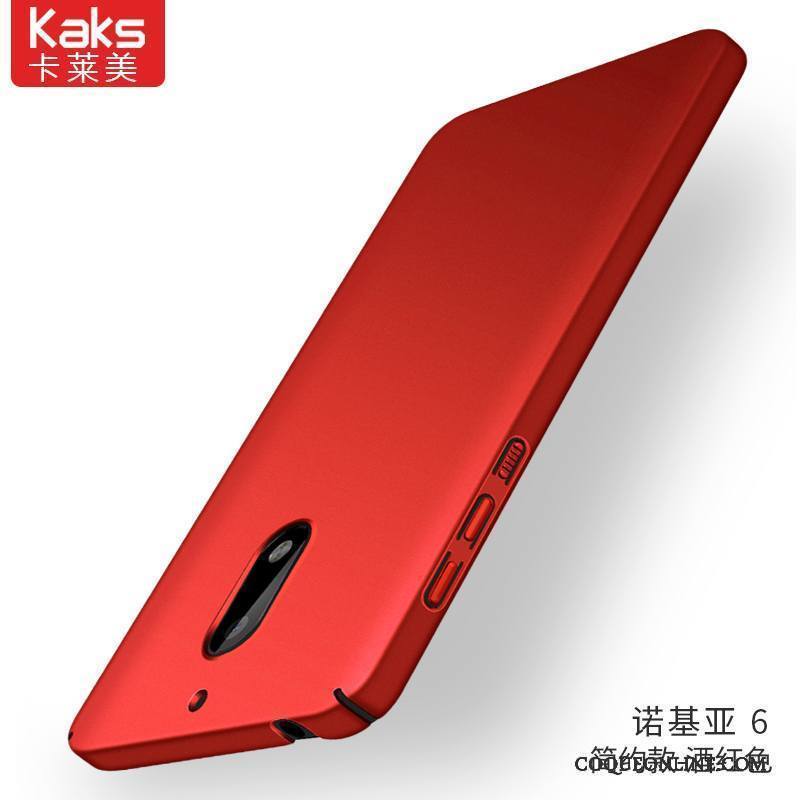 Nokia 6 Protection Délavé En Daim Incassable Tout Compris Coque De Téléphone Rouge Silicone