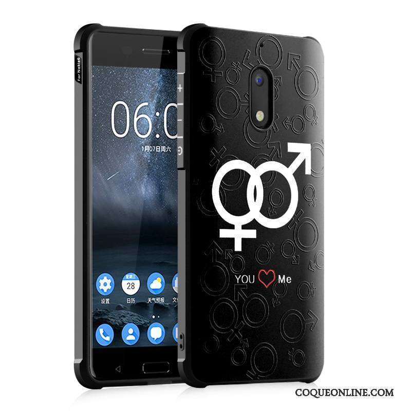 Nokia 6 Silicone Étui Peinture Coque Noir De Téléphone Tendance