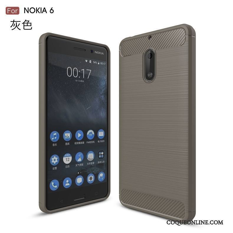 Nokia 6 Soie Fluide Doux Coque De Téléphone Gris Étui Modèle Fleurie Incassable