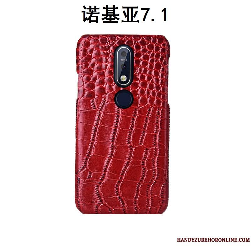 Nokia 7.1 Téléphone Portable Couvercle Arrière Mode Modèle Fleurie Cuir Véritable Protection Coque