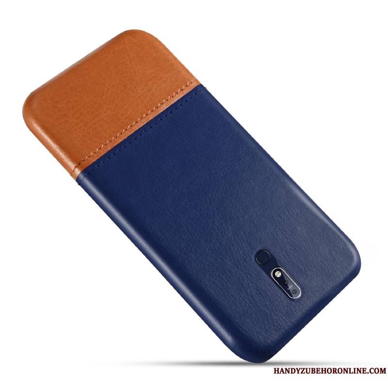 Nokia 7.1 Étui Incassable Bleu Coque De Téléphone Nouveau Qualité Cuir