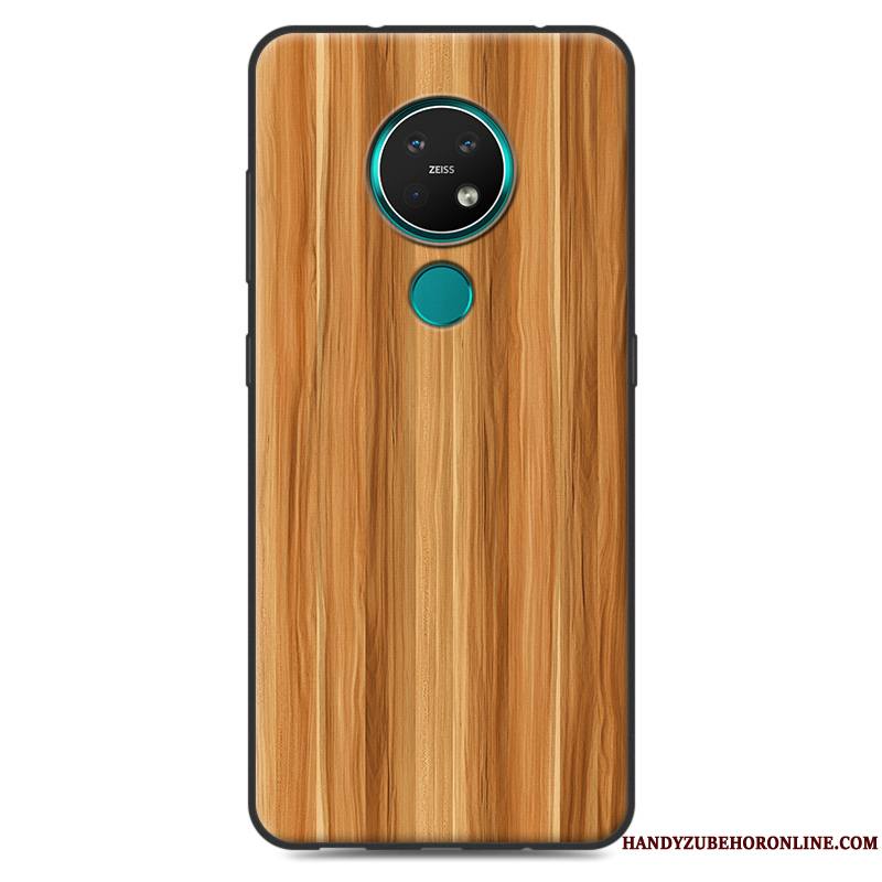 Nokia 7.2 Coque Grain De Bois Personnalité Protection Silicone Grand Ornements Suspendus Étui