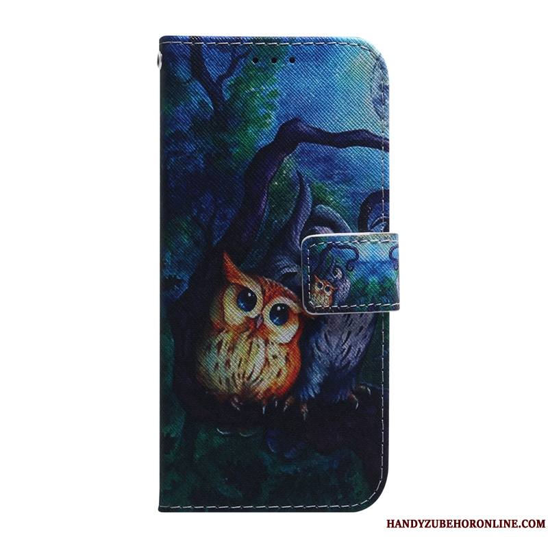 Nokia 7.2 Étui En Cuir Coque De Téléphone Chat Bleu Housse Protection