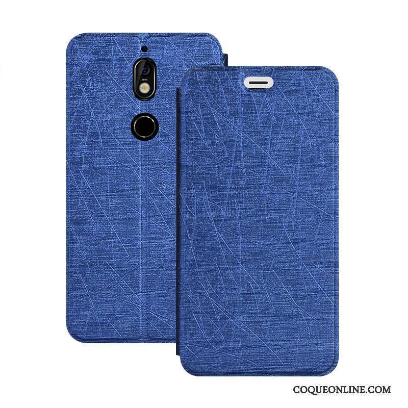 Nokia 7 Coque Housse Support Bleu Couleur Tout Compris Étui En Cuir Protection