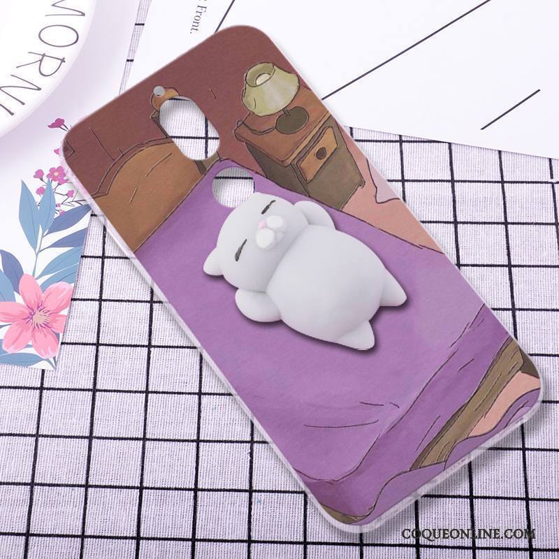 Nokia 7 Coque Silicone Tout Compris Protection Incassable Dessin Animé Violet Créatif