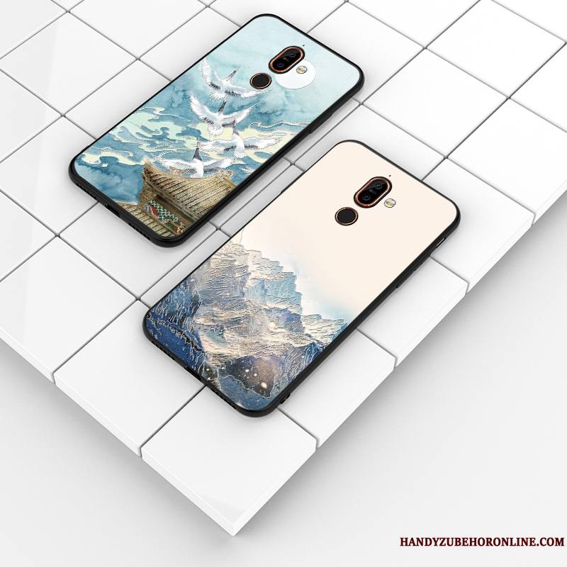 Nokia 7 Plus Bleu Personnalisé Personnalité Coque Gaufrage Silicone Protection