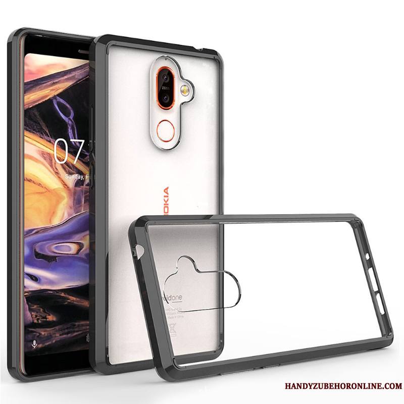 Nokia 7 Plus Border Coque De Téléphone Incassable Transparent Protection Étui Noir