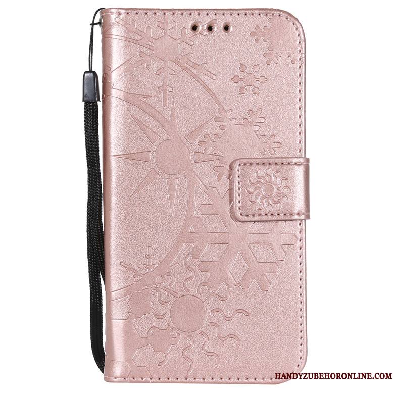 Nokia 7 Plus Or Rose Housse Étui En Cuir Portefeuille Coque De Téléphone Protection