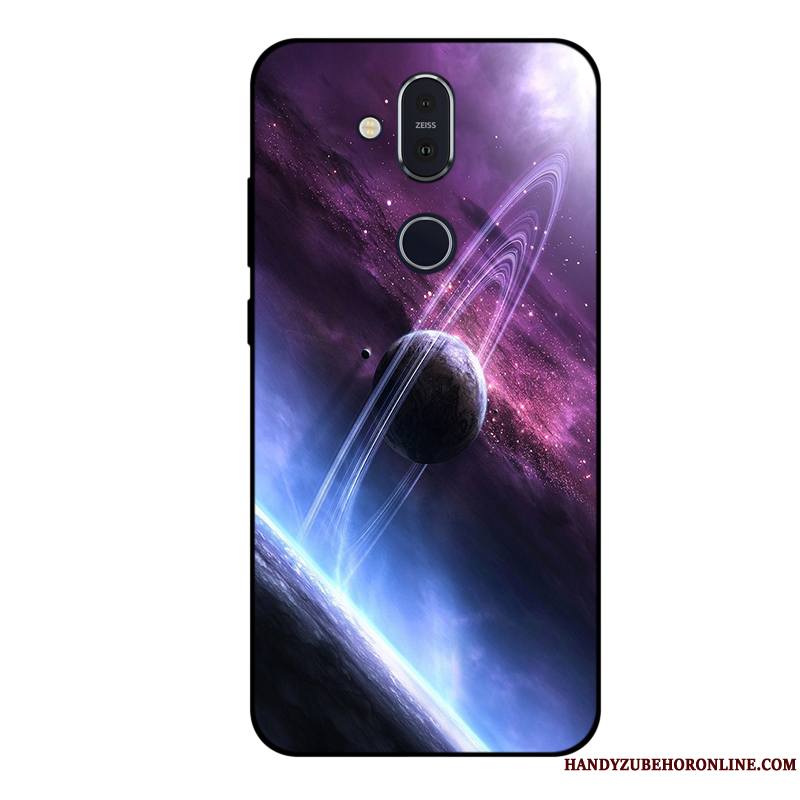 Nokia 8.1 Étui Violet Tout Compris Coque De Téléphone Fluide Doux Ciel Étoilé Protection