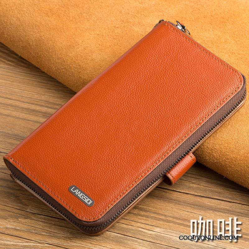 Nokia 8 Coque Tout Compris Protection Tendance Incassable Cuir Véritable Portefeuille Marron