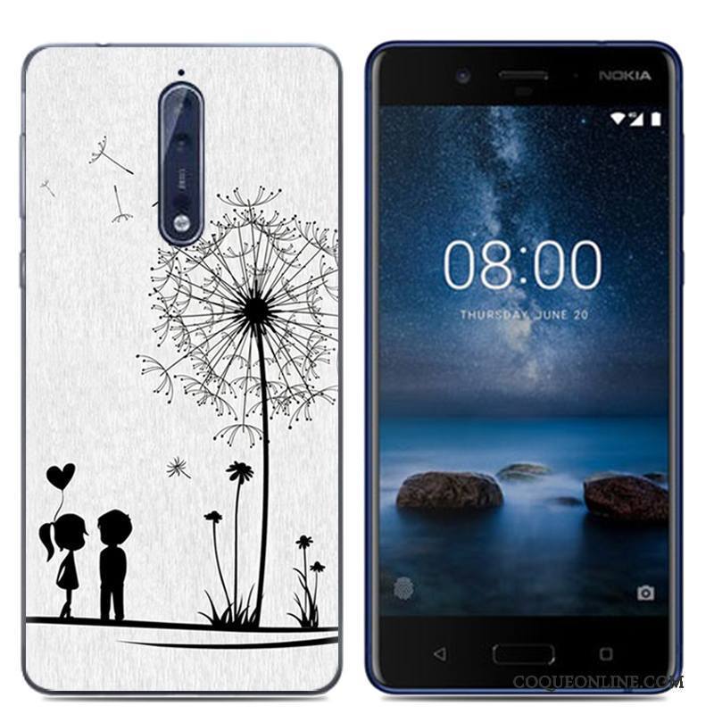 Nokia 8 Dessin Animé Fluide Doux Téléphone Portable Blanc Coque Personnalité Étui