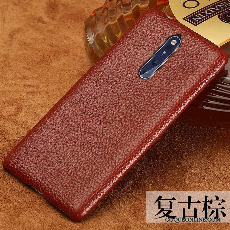 Nokia 8 Incassable Coque De Téléphone Rouge Étui En Cuir Amoureux Difficile