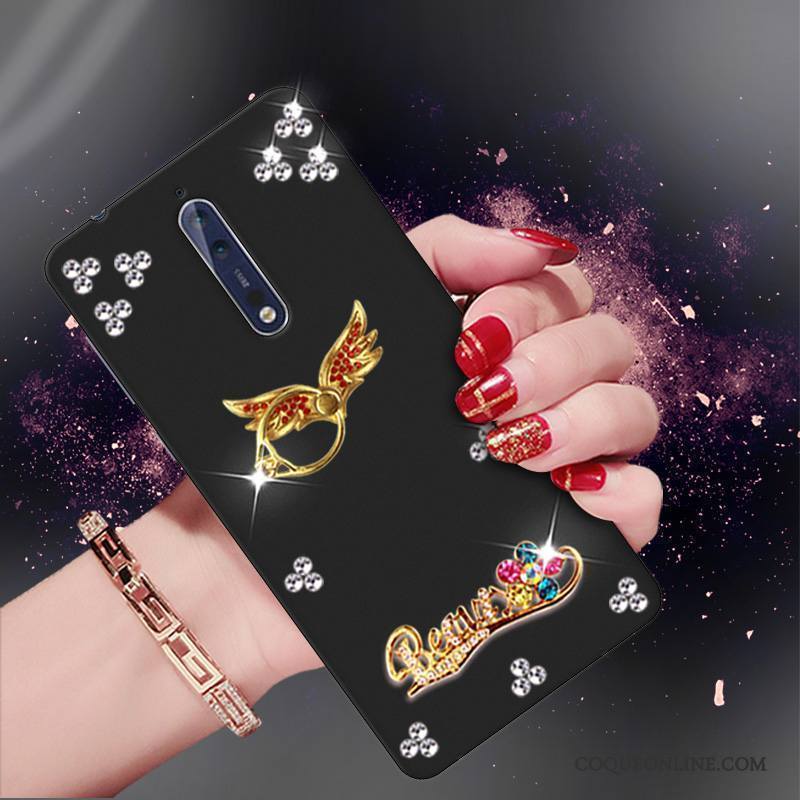 Nokia 8 Protection Noir Coque De Téléphone Étui Silicone Strass Tendance