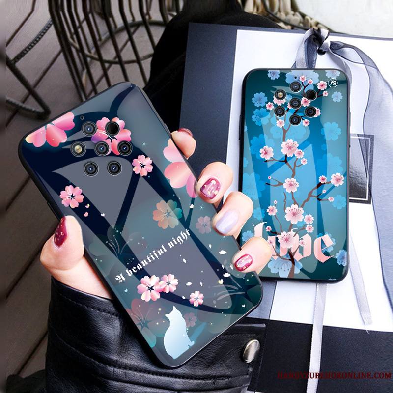 Nokia 9 Pureview Coque Tout Compris Bleu Luxe Protection Verre Sakura Personnalité