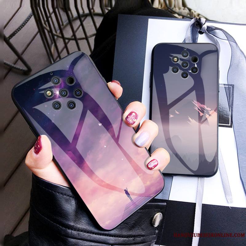 Nokia 9 Pureview Rêver Luxe Coque De Téléphone Protection Tout Compris Violet Verre