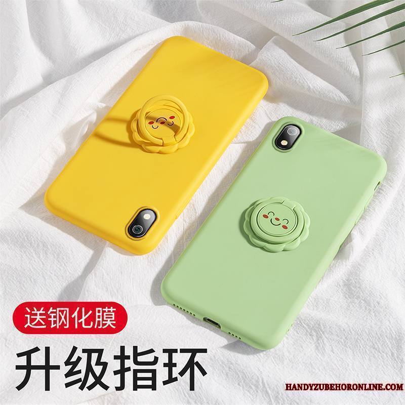 Redmi 7a Frais Coque De Téléphone Silicone Jaune Anneau Fluide Doux Rouge