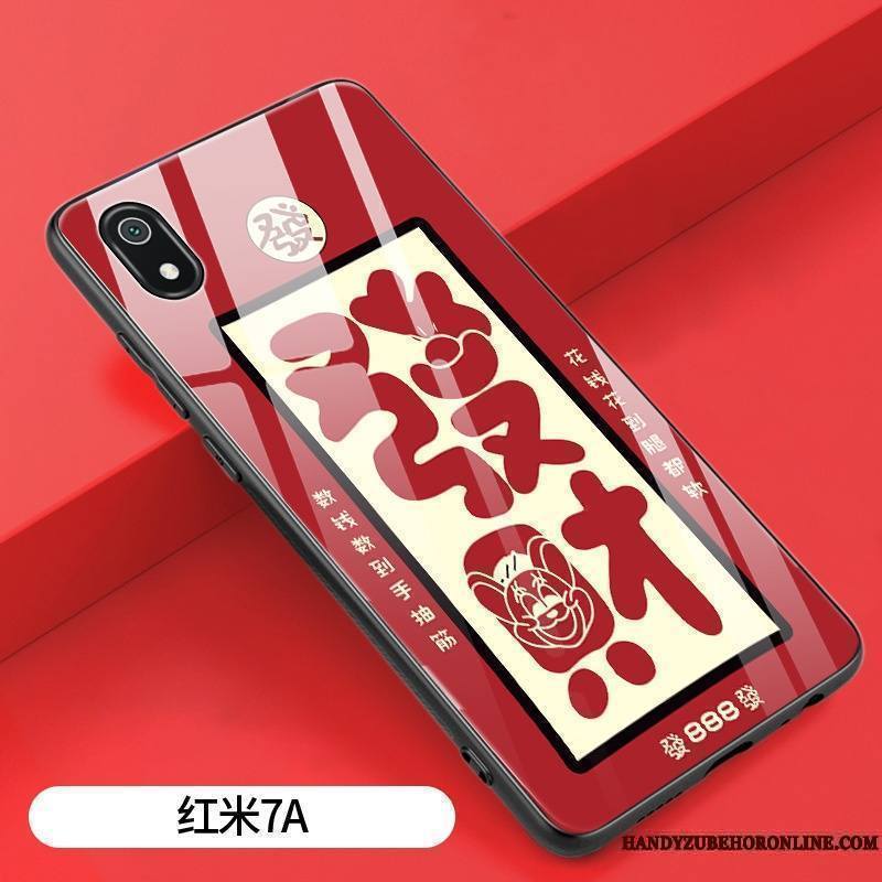 Redmi 7a Richesse Miroir Tendance Silicone Rouge Amoureux Coque De Téléphone