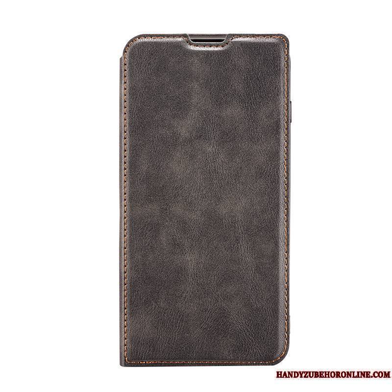 Redmi 7a Étui En Cuir Gris Petit Business Bovins Rouge Coque De Téléphone