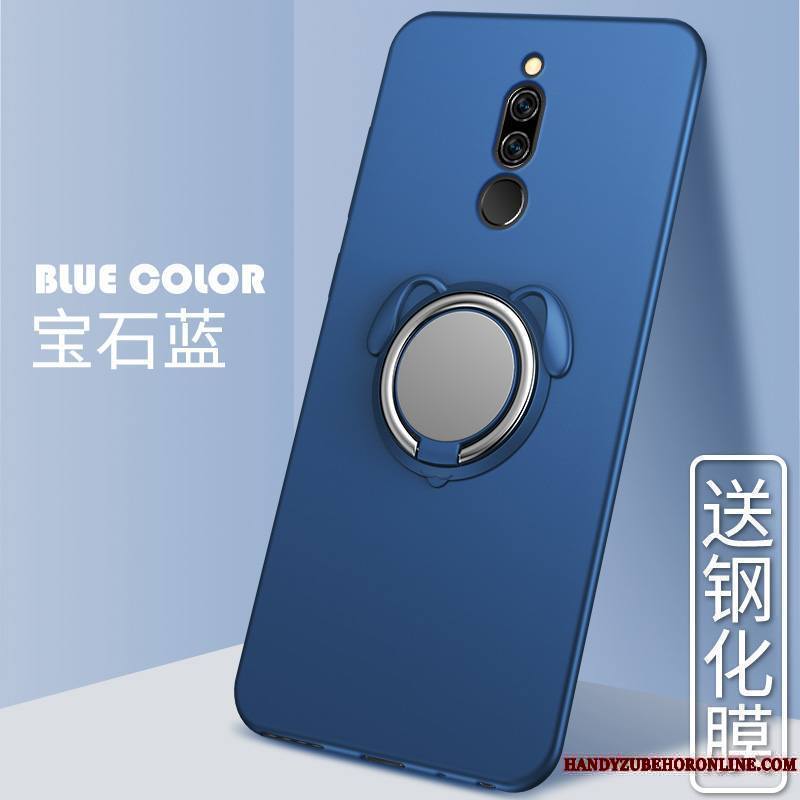 Redmi 8 Coque Bleu Support Anneau À Bord Tout Compris Délavé En Daim Silicone