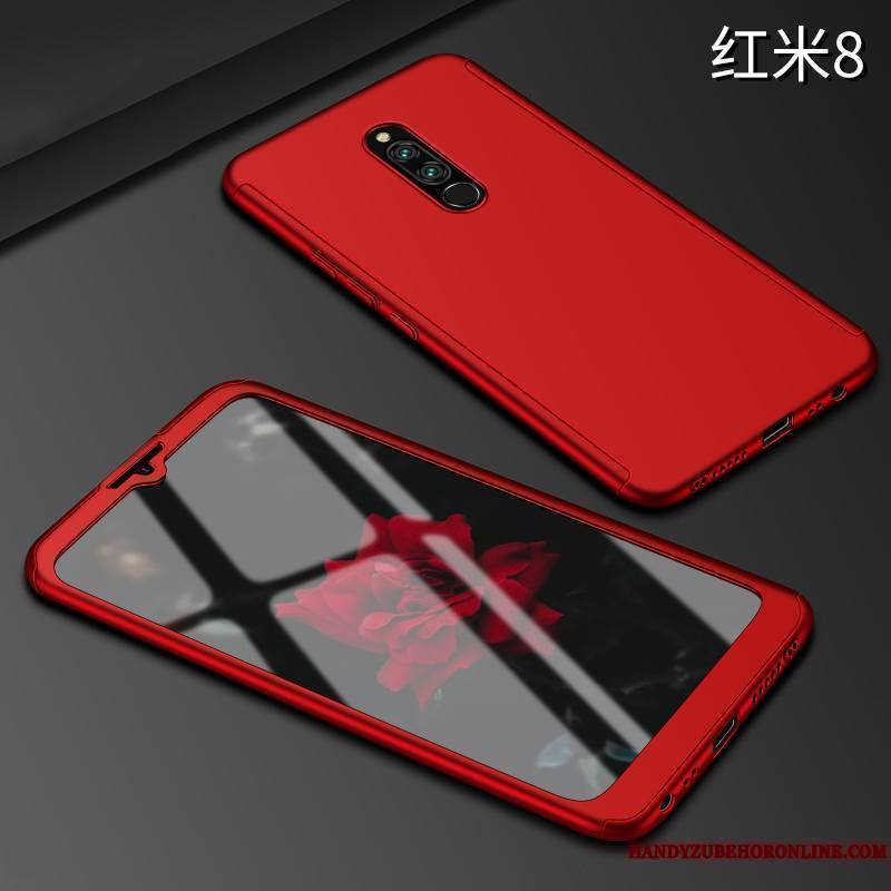 Redmi 8 Coque De Téléphone Incassable Étui Protection Rouge Délavé En Daim Tout Compris