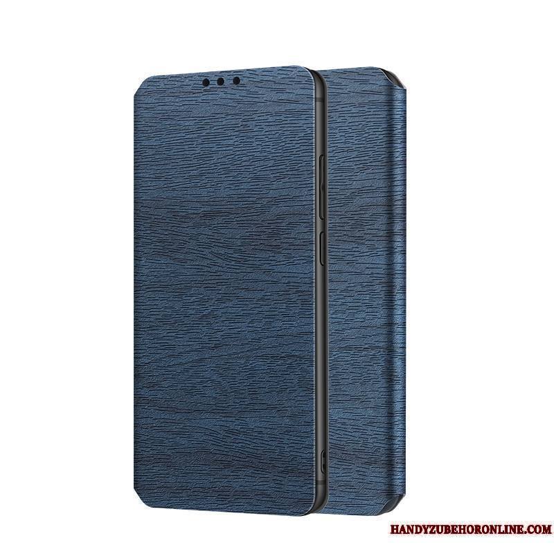 Redmi 8 Housse Bleu Coque Téléphone Portable Étui En Cuir Rouge