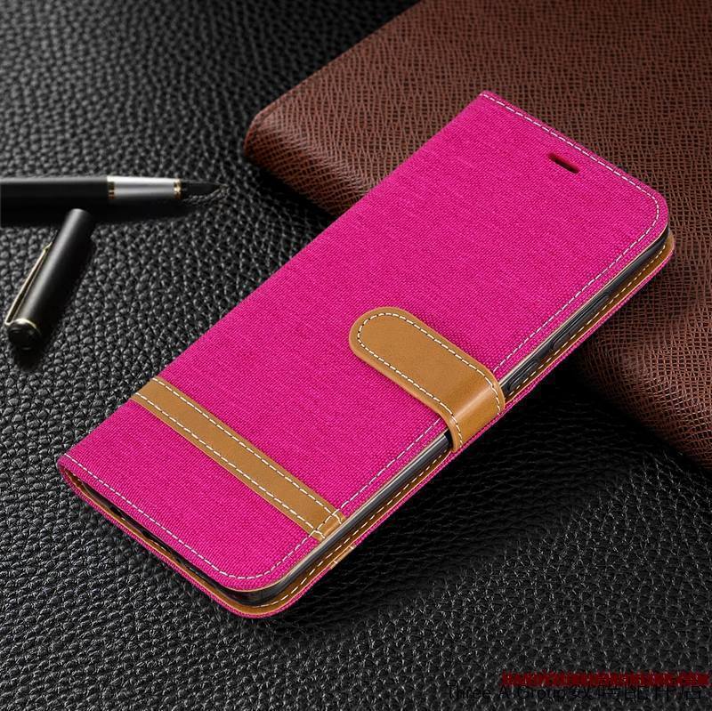 Redmi 8 Housse Business Étui En Cuir Coque De Téléphone Rouge Carte Petit