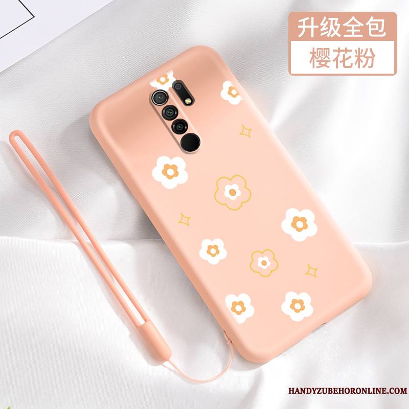 Redmi 9 Coque Délavé En Daim Tendance Incassable Fleurs Tout Compris Étui Petit