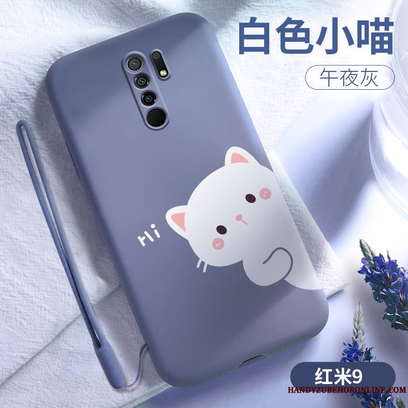 Redmi 9 Créatif Dessin Animé Coque Bleu Silicone Nouveau Personnalité