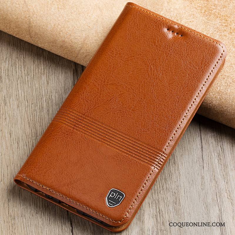 Redmi Note 4x Coque Cuir Véritable Étui En Cuir Protection Housse Rouge Marron Téléphone Portable