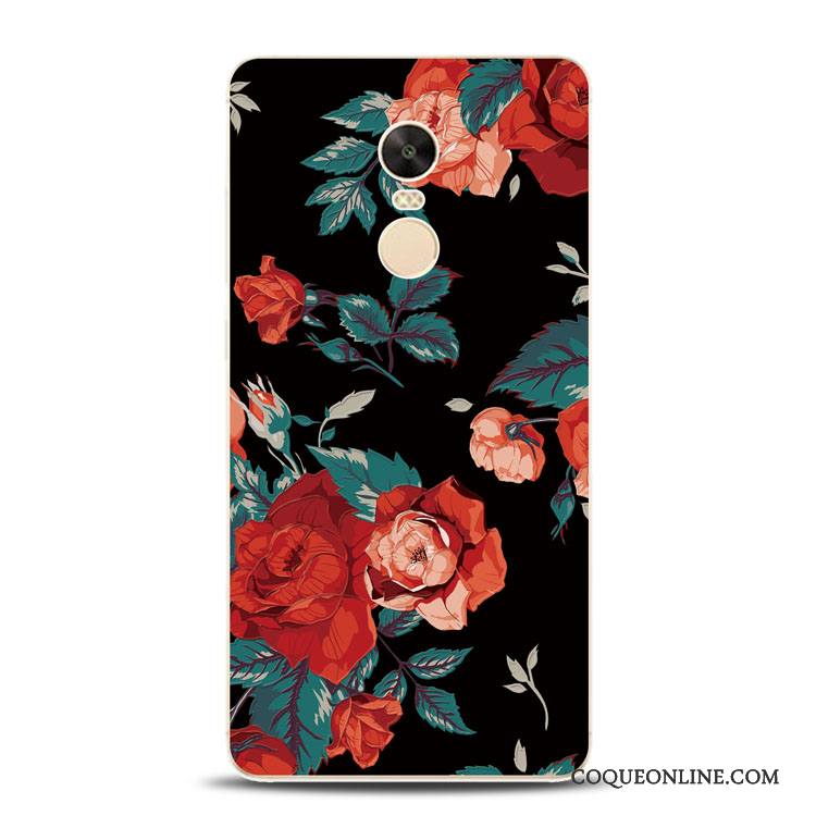 Redmi Note 4x Coque Gaufrage Silicone Fluide Doux De Téléphone Rouge Fleur