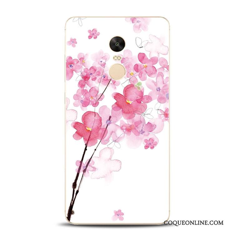 Redmi Note 4x Fleur De Pêche Silicone Rose Coque Fluide Doux Incassable Rouge