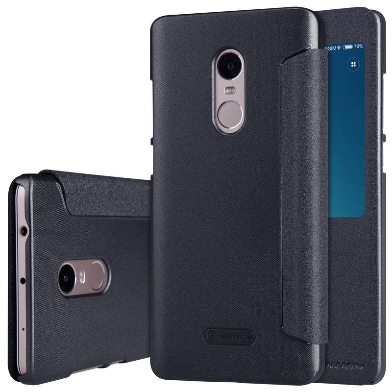 Redmi Note 4x Étui En Cuir Coque Noir Téléphone Portable Rouge