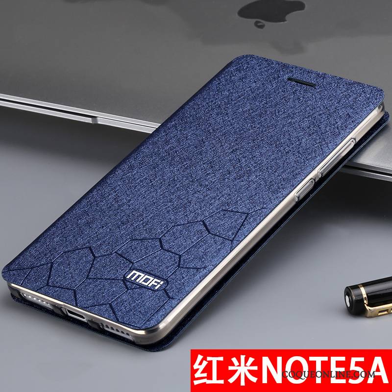 Redmi Note 5a Coque De Téléphone Étui En Cuir Clamshell Petit Bleu Haute Protection