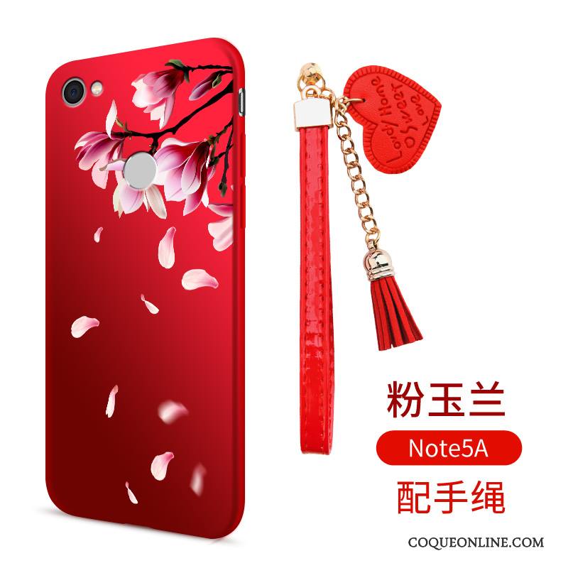 Redmi Note 5a Coque Incassable Silicone Rouge Ornements Suspendus Fluide Doux Tout Compris Étui