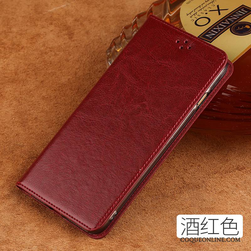Redmi Note 5a Vin Rouge Protection Cuir Véritable Coque De Téléphone Luxe Étui Petit
